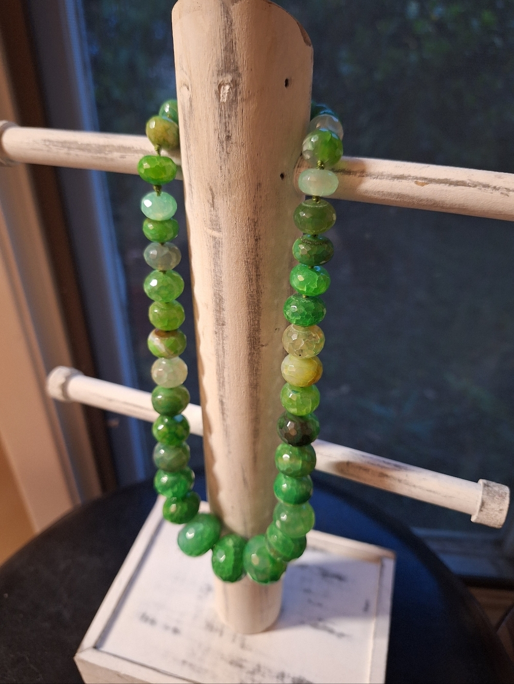 Lucas Lameth Dyed Green Agate Graduated Chunky Bead Necklace Sterling Silver